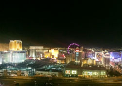 Seen here on a recent, pleasant summer night, the Las Vegas Strip was a chaotic scene on Sunday night following a mass shooting at Mandalay Bay.