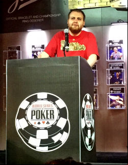 Defending WSOP Main Event champ Joe McKeehen impressed with his words to the Day 1C field before play began on Monday.