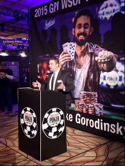 WSOP Tournament Director Jack Effel kicks off the proceedings every day at the Rio during the Main Event.